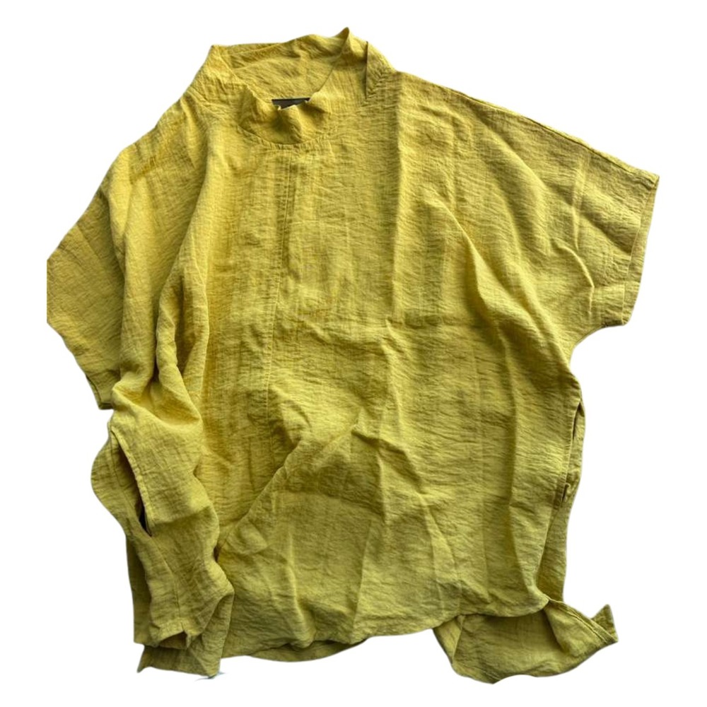 Elevens Stitch Women's Lagenlook Cotton Top Pockets  Asymmetrical Short Sleeve - Picture 4 of 7